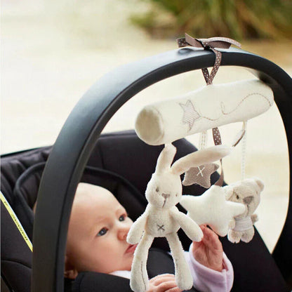 Zachte Pluche Hangmobiel voor Kinderwagen of Autostoel – Met 3 Speelgoedfiguurtjes